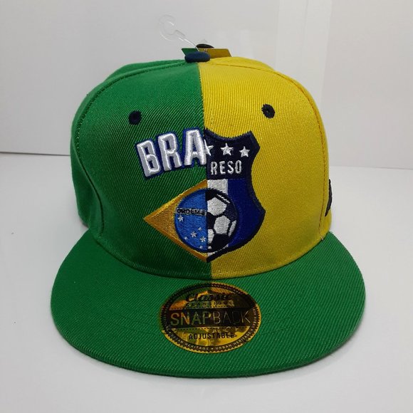 Brazil Snapback Hat Soccer Team Cap Flat Bill Adjustable Urban Hertiage Sport - Picture 1 of 3